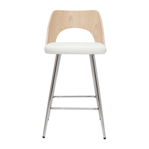 Tabourets de bar design bois et blanc H66.5 (lot de 2) FALCOM