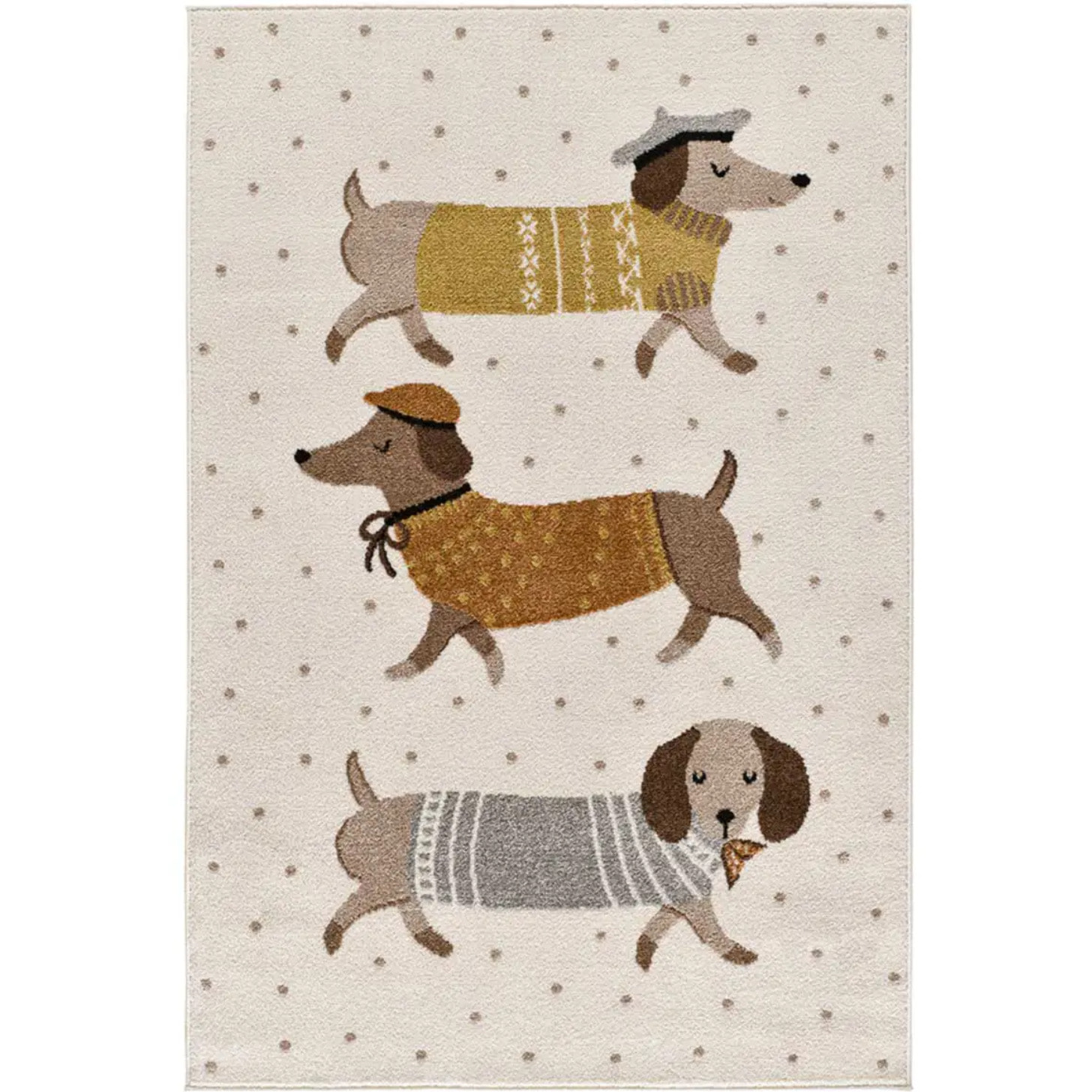 BEATS Alfombra infantil perros salchicha blanco, 120x170 cm