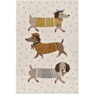 BEATS Alfombra infantil perros salchicha blanco, 120x170 cm