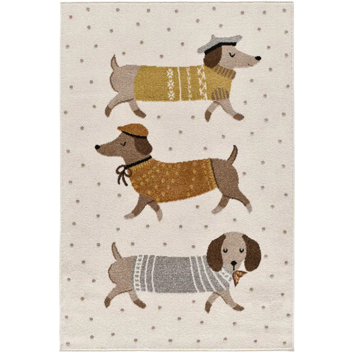 BEATS Alfombra infantil perros salchicha blanco, 120x170 cm