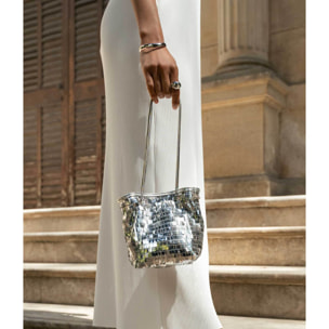 Bolso de fiesta plateado con lentejuelas