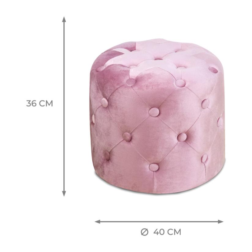 Pouf Poggiapiedi Rotondo Seduta In Velluto Velvet Parigi Rosa Antico