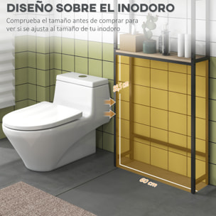 Mueble sobre Inodoro, Organizador sobre WC con 2 Puertas, Estante Ajustable, Estante Abierto, Estantería de Baño encima WC para Espacio Pequeño, 64x19x178 cm, Natural
