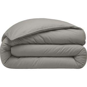 Housse de couette 100% percale de coton lavé gris perle