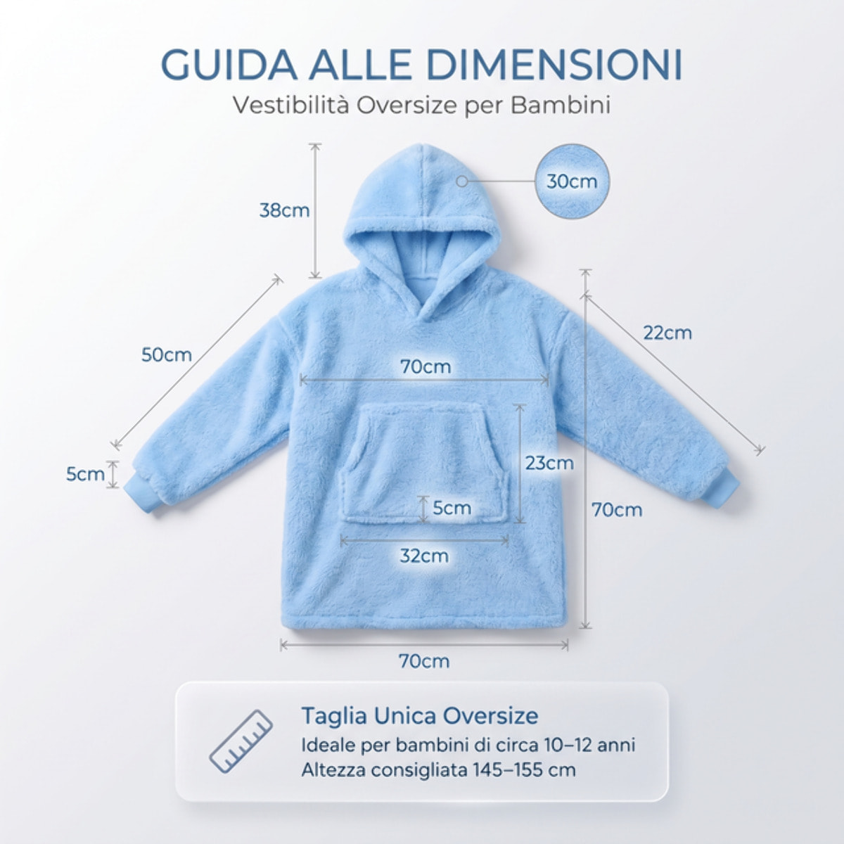 Felpa coperta bambini in poliestere - Azzurro