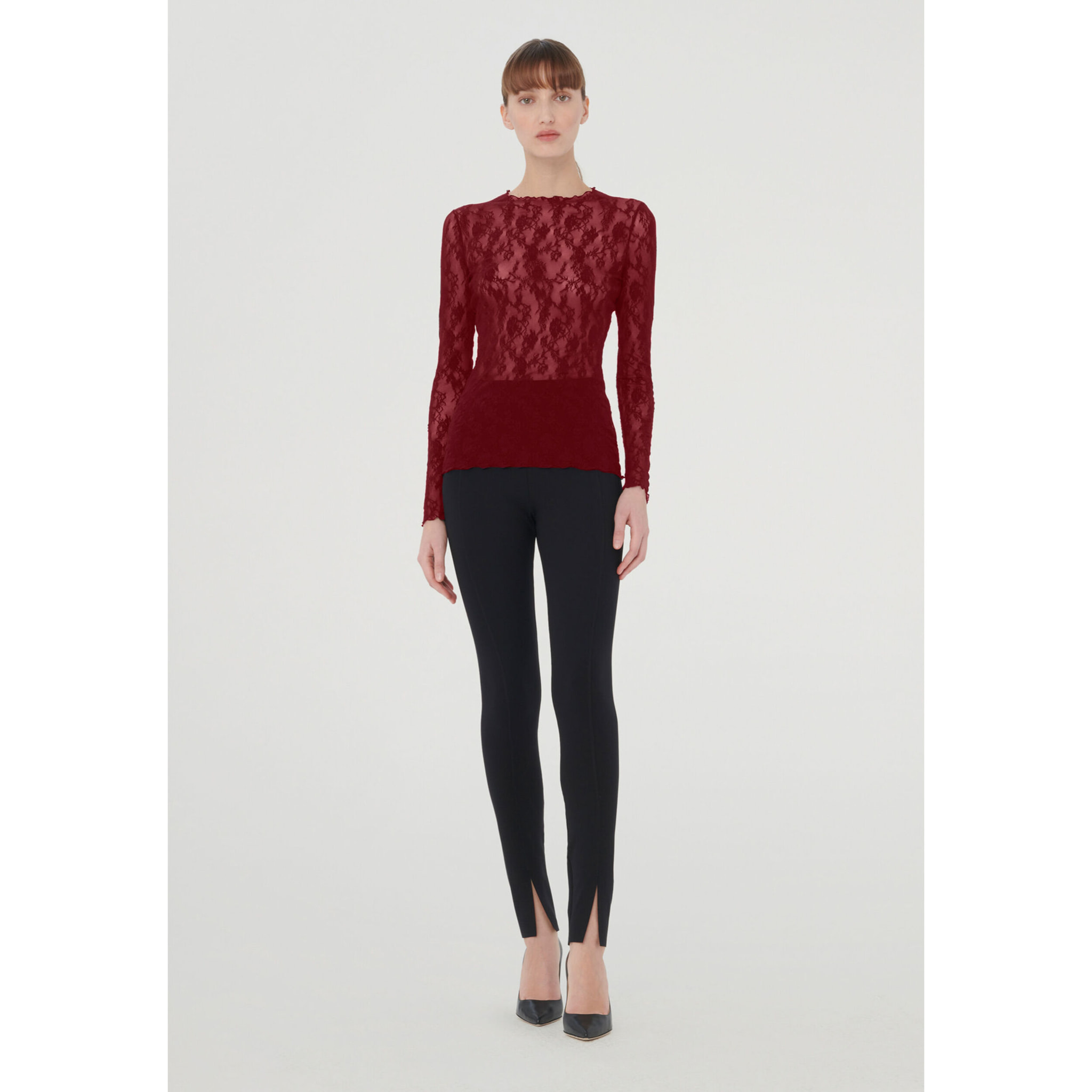 Top a maniche lunghe Floral Lace Top Long Sleeves
