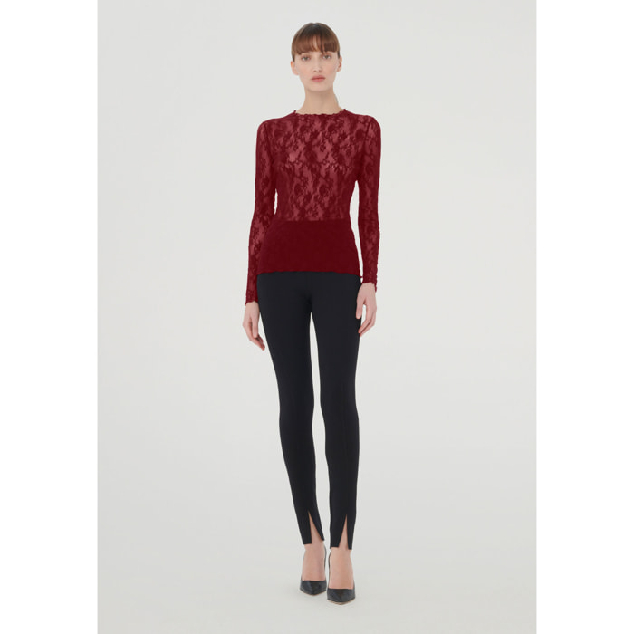 Top a maniche lunghe Floral Lace Top Long Sleeves