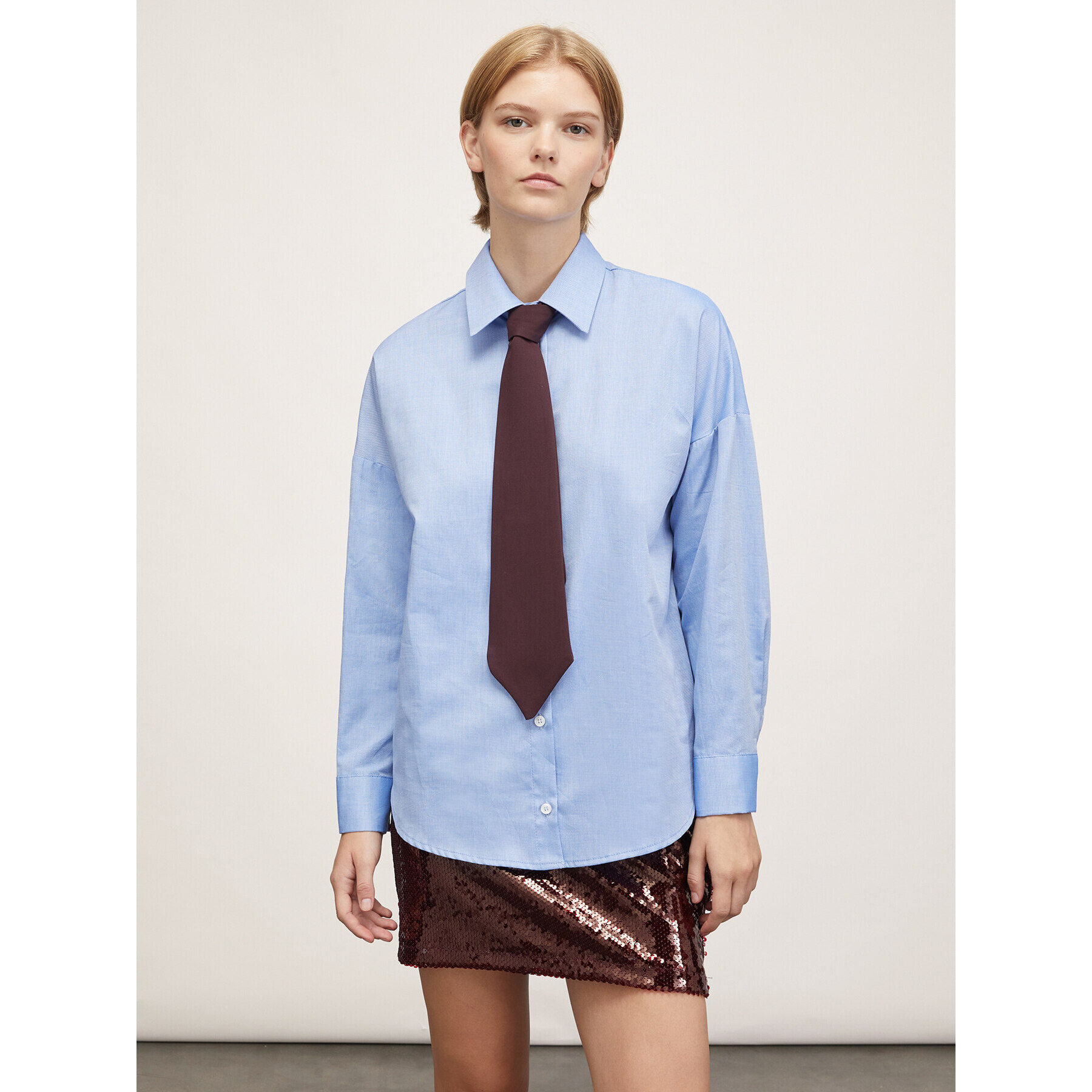 Motivi - Camicia Oxford con cravatta - Azzurro