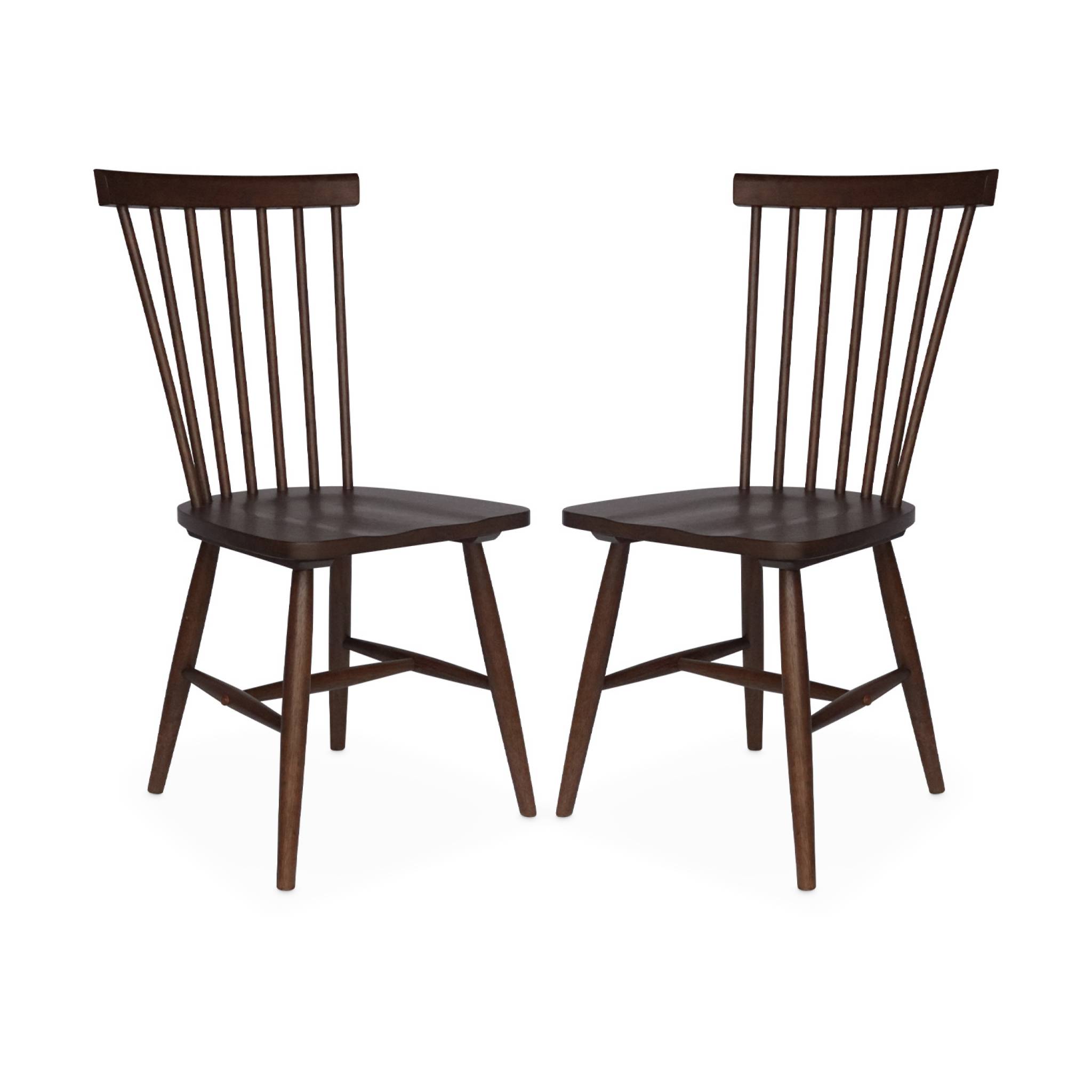 Lot de 2 chaises noyer à barreaux en bois d'hévéa. ROMIE. L 50.8 x P 44.2 x H 90cm.