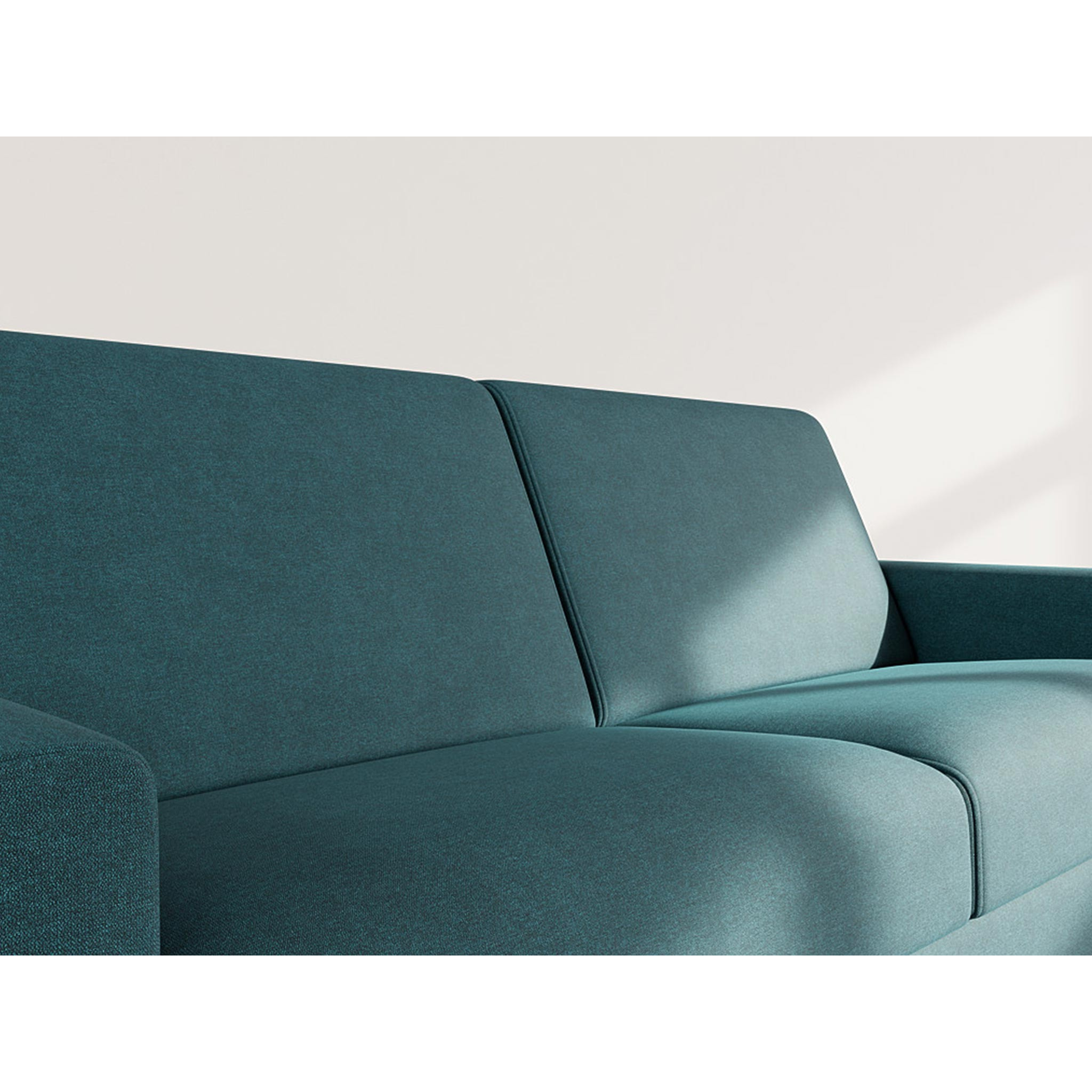 Julia - canapé lit 3 places convertible express couchage quotidien 140 cm matelas 14 cm en tissu - Bleu