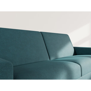 Julia - canapé lit 3 places convertible express couchage quotidien 140 cm matelas 14 cm en tissu - Bleu