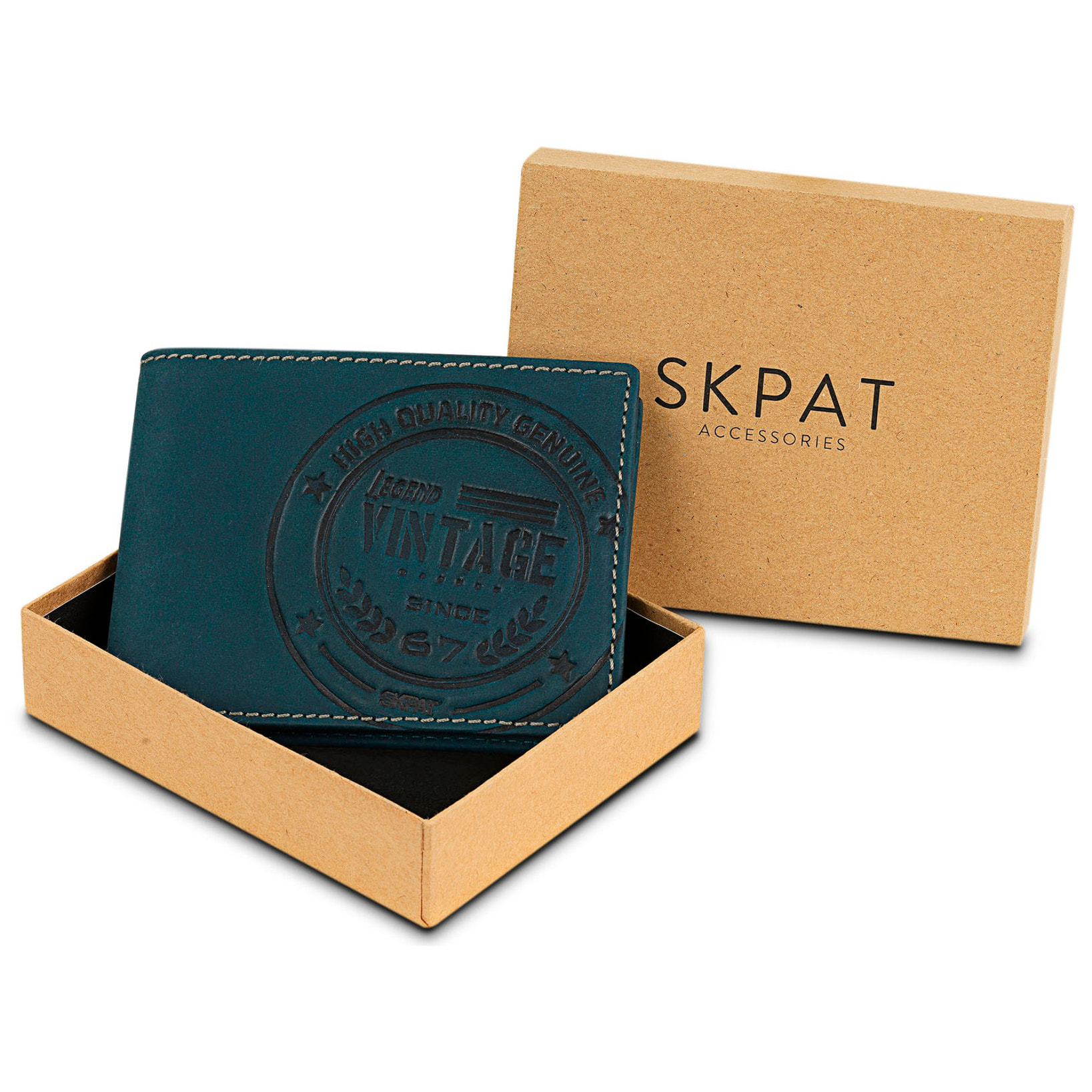 Cartera Hombre Piel Skpat Vintage Azul