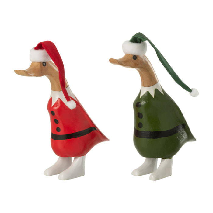J-Line figurine Canarad Chapeau - bois - vert/rouge - 2 pcs