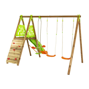 Balançoire en bois poutre métal 2,30 m Techwood Premium CHURRO - 6 enfants