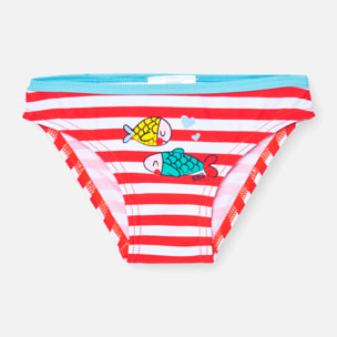 Braguita listada niña, poliamida estampada, rayas, rojo