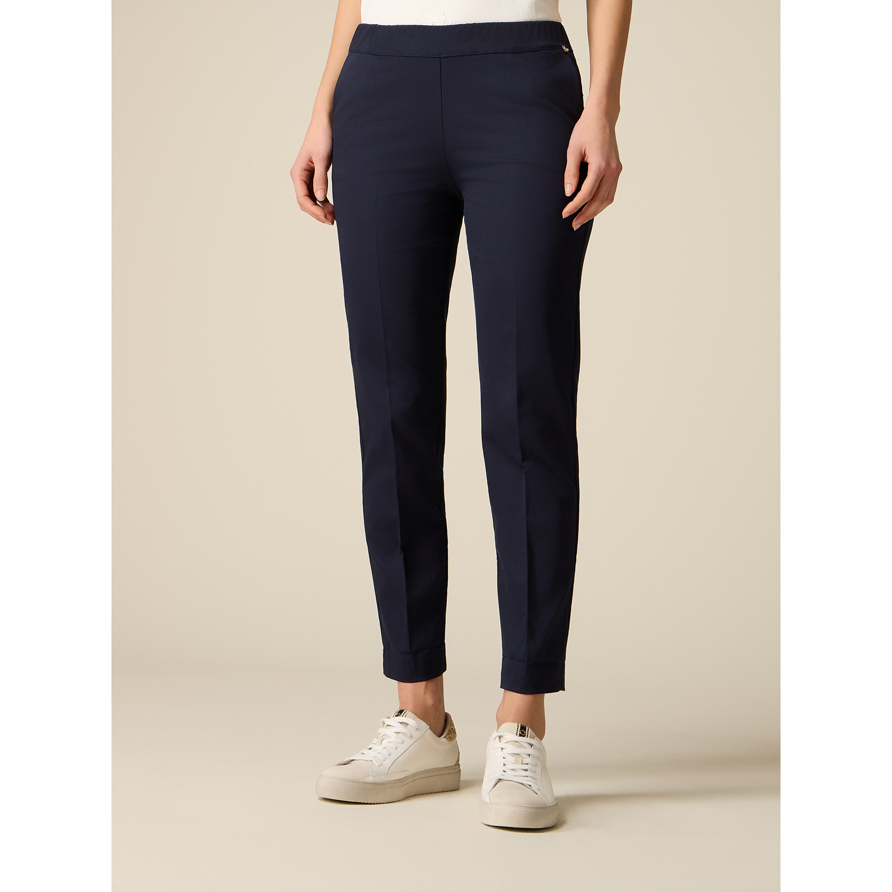 Oltre - Chinos en gabardina mezcla de algodón - Azul