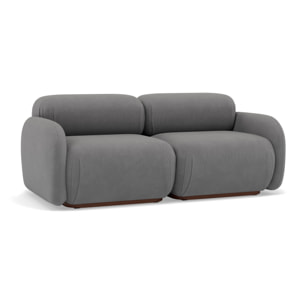 Penelope - canapé droit modulable 2 places en velours texturé - Gris