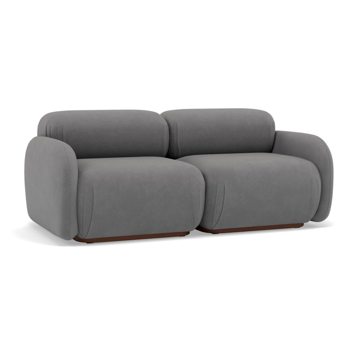 Penelope - canapé droit modulable 2 places en velours texturé - Gris