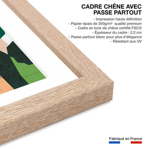 Poster green touch Affiche + cadre en bois - Chêne