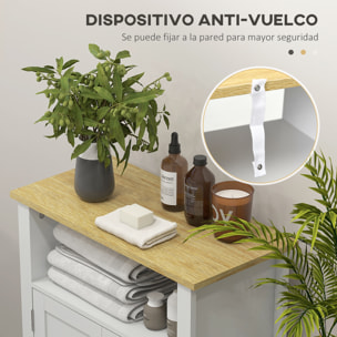 Mueble de Baño Armario de Baño con 2 Puertas Compartimento Abierto y Estantes Ajustables Mueble Auxiliar de Baño Moderno 60x30x80,5 cm Blanco