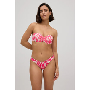 Top bikini a fascia push-up con onde fucsia