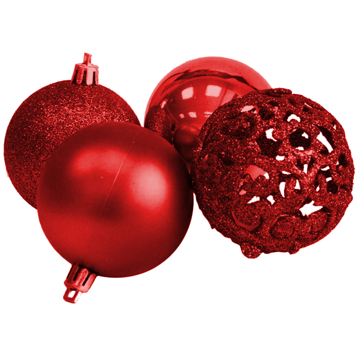 Confezione 100 Palline di Natale Colore Red, Palle di Natale Diametro 3/4/6 cm, Addobbi E Decorazioni per Albero di Natale, Colore Rosso