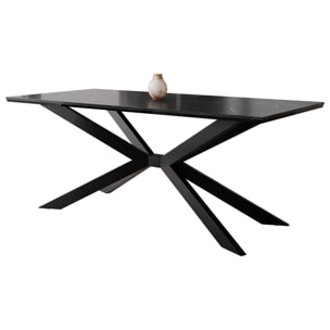 Casey - table à manger - plateau effet marbre - pieds en métal - 4 à 8 personnes - Noir
