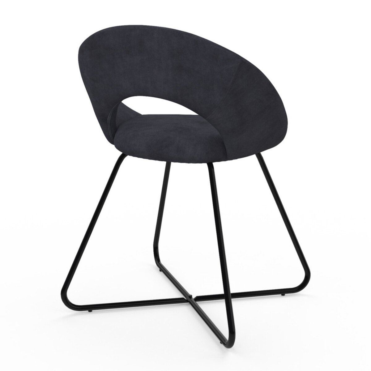 Chaises Malone velours gris foncé pieds noirs - lot de 2