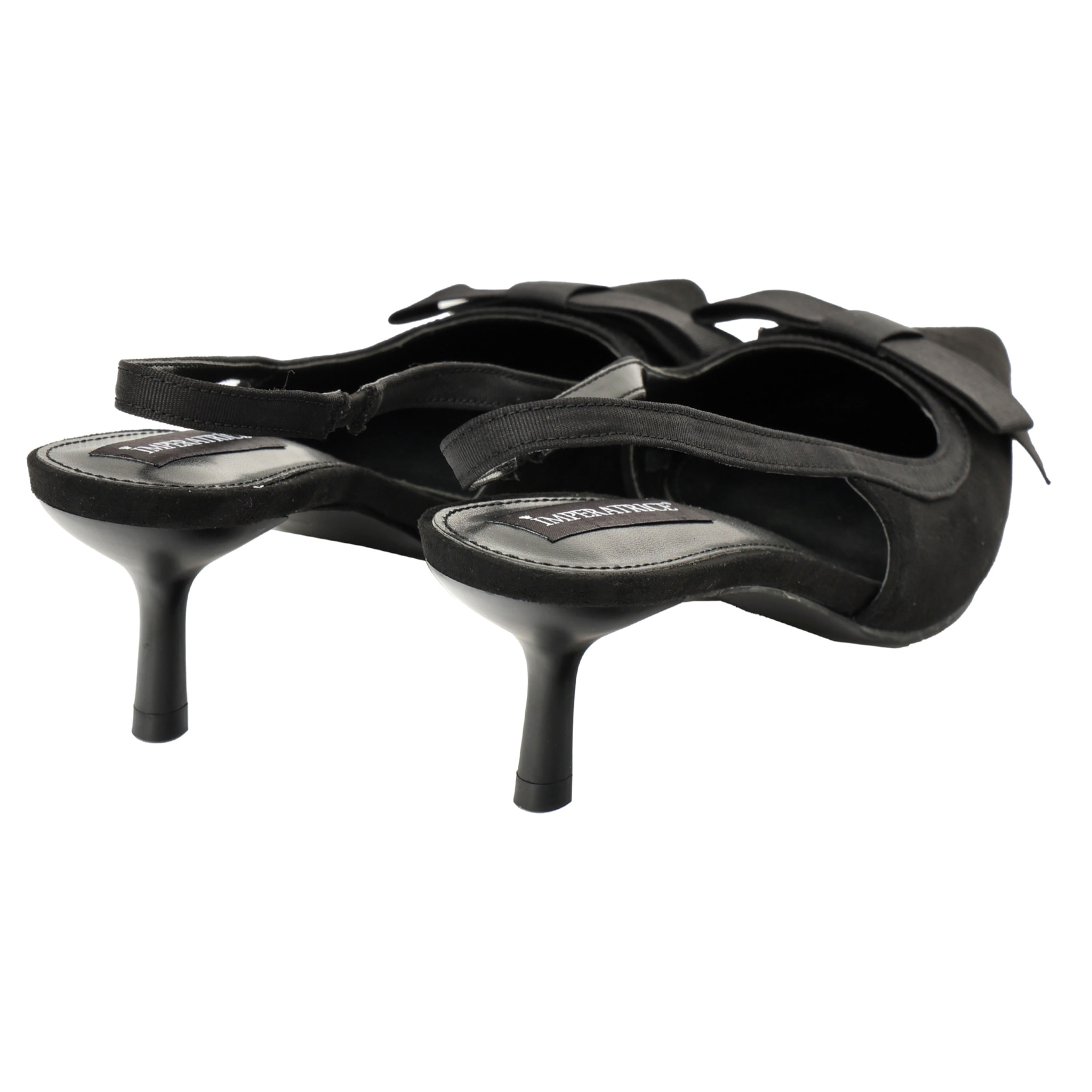 Decolletè in simil-pelle scamosciata con fiocco gross-grain