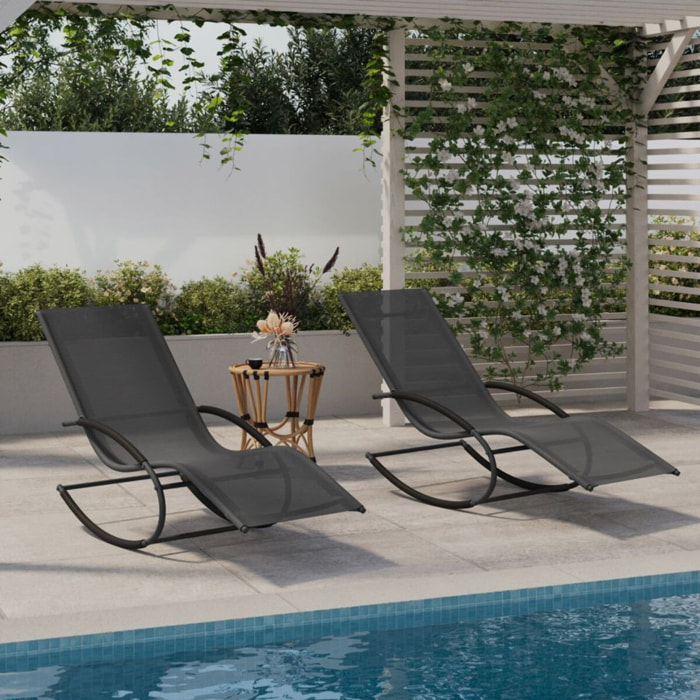 Transats à bascule Malawi gris - lot de 2