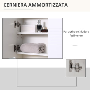 kleankin Mobiletto Bagno Pensile con Specchiera e Ripiani Regolabili, 54x15x55cm - Bianco