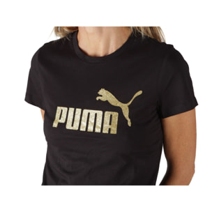 T-Shirt Puma ESS+ Glitter logo Tee Nero