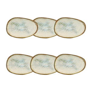 Lot de 6 coupelles 10cm en faience bleu et blanc MINERAL