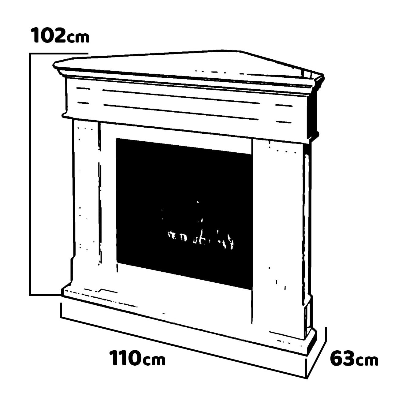 Ford - Camino a bioetanolo angolare da terra 110x63xH102 cm, colore bianco
