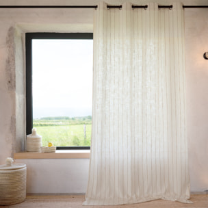 Rideau 100% coton à rayures beige LOURMARIN - Beige