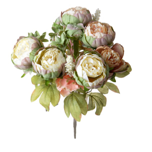 Bouquet Di Peonie Composto Da 12 Fiori. Altezza 36 Cm - Pezzi 3 - 22X36X22cm - Colore: Bianco - Bianchi Dino - Fiori Artificiali