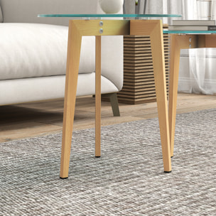 Mesas Auxiliares para Salón Mesas Nidos de 2 Piezas con Tablero de Vidrio Templado y Marco de Acero Mesas de Centro Pequeñas para Dormitorio Transparente