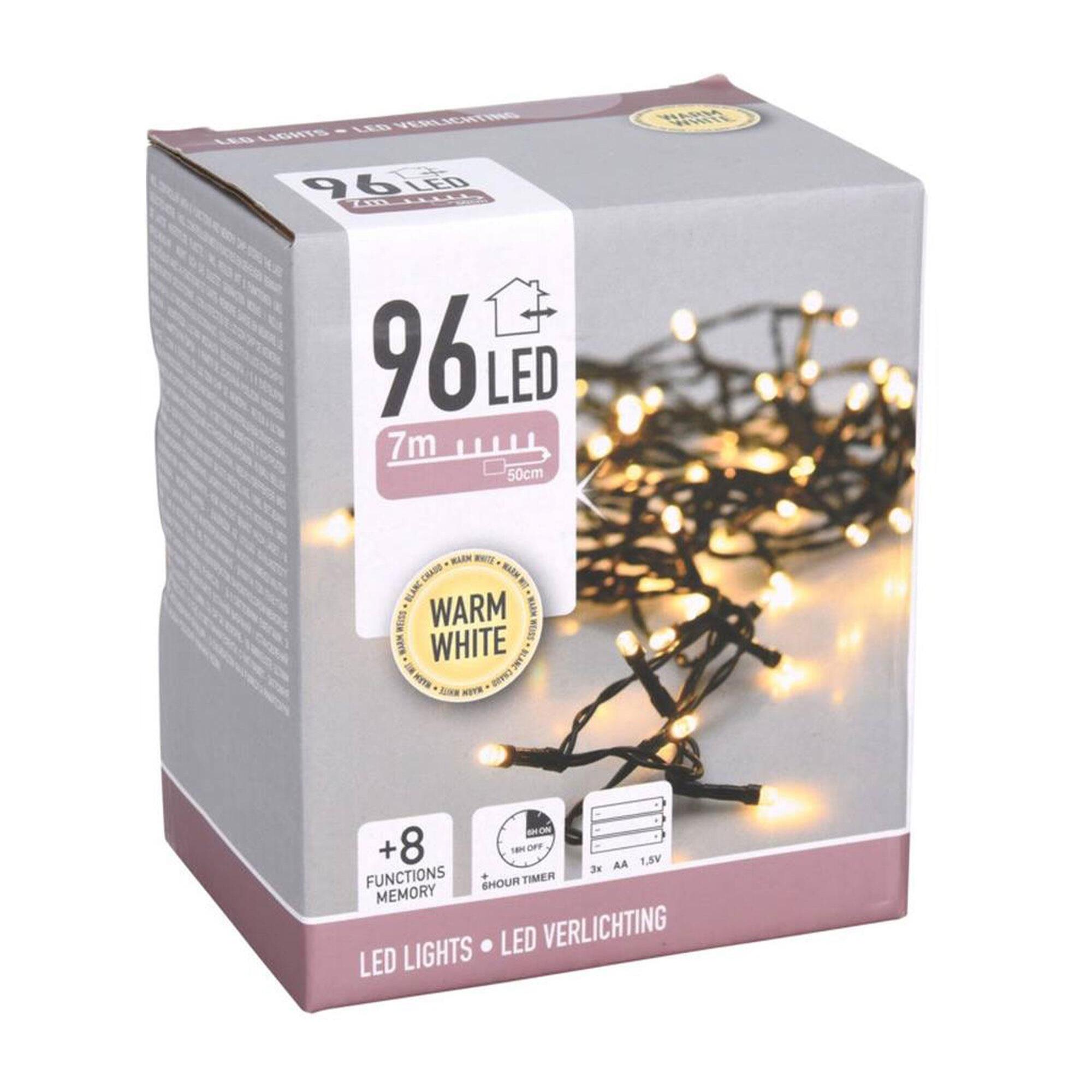 Guirnalda con 96 Luces LED en blanco cálido con controlador de 8 funciones