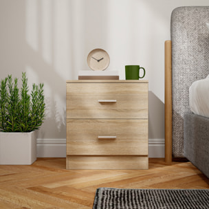 Mesita de Noche Moderna Mesilla de Noche con 2 Cajones Mesita Auxiliar para Salón Dormitorio Carga 30 kg 45x39,5x49 cm Natural