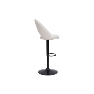 Tabourets de bar relevables tissu effet velours texturé beige et métal noir (lot de 2) COSETTE