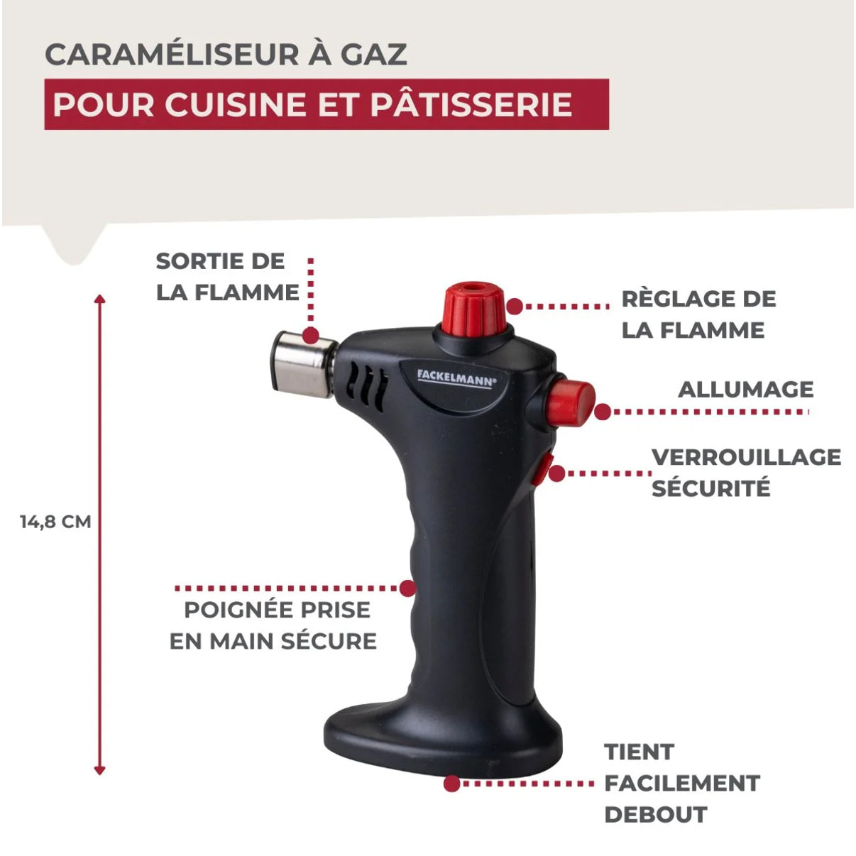 Chalumeau de cuisine à gaz Fackelmann