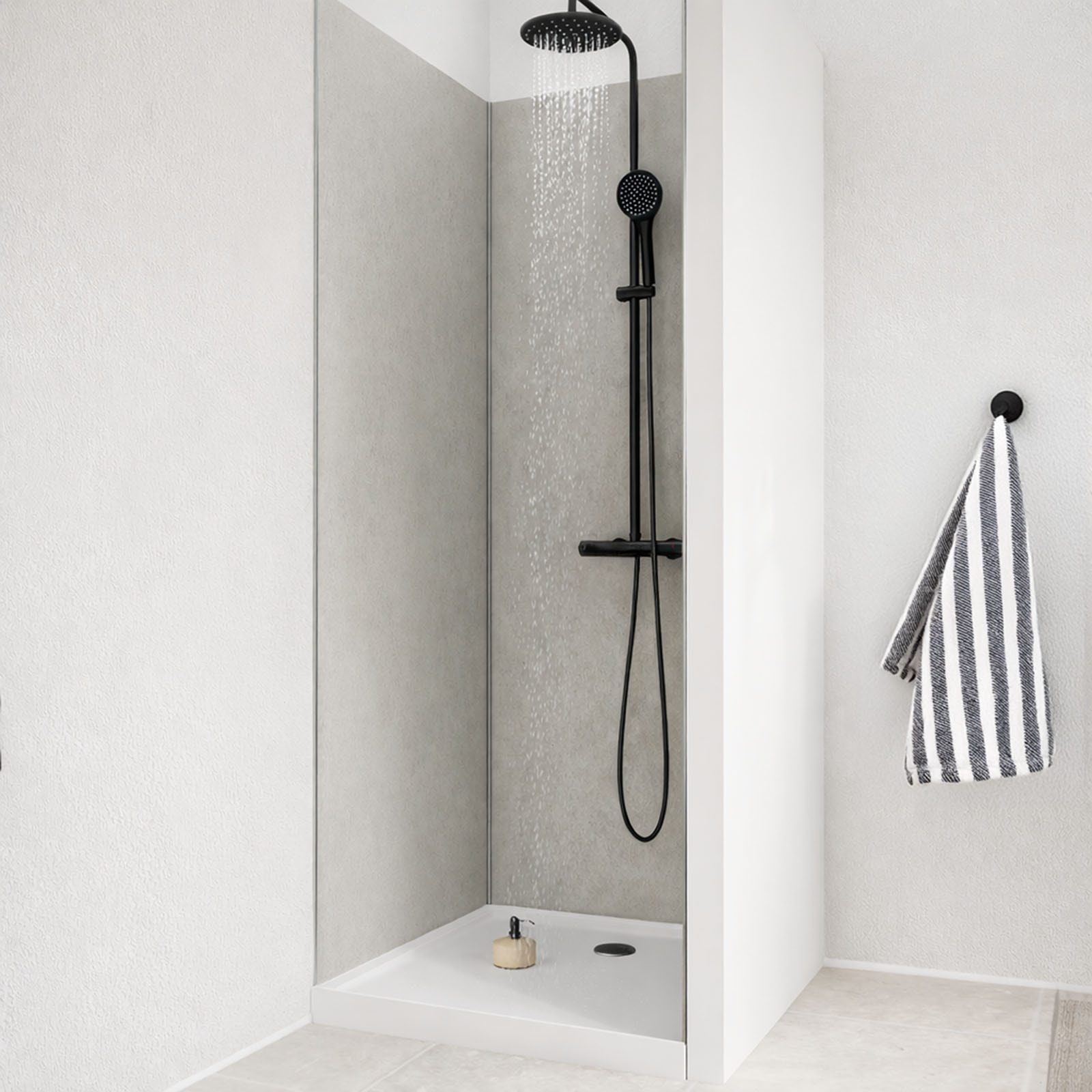 Pack 3 Panneaux Muraux Pierre Light Grey 90x210cm et Profilés Chrome - STONE'IT