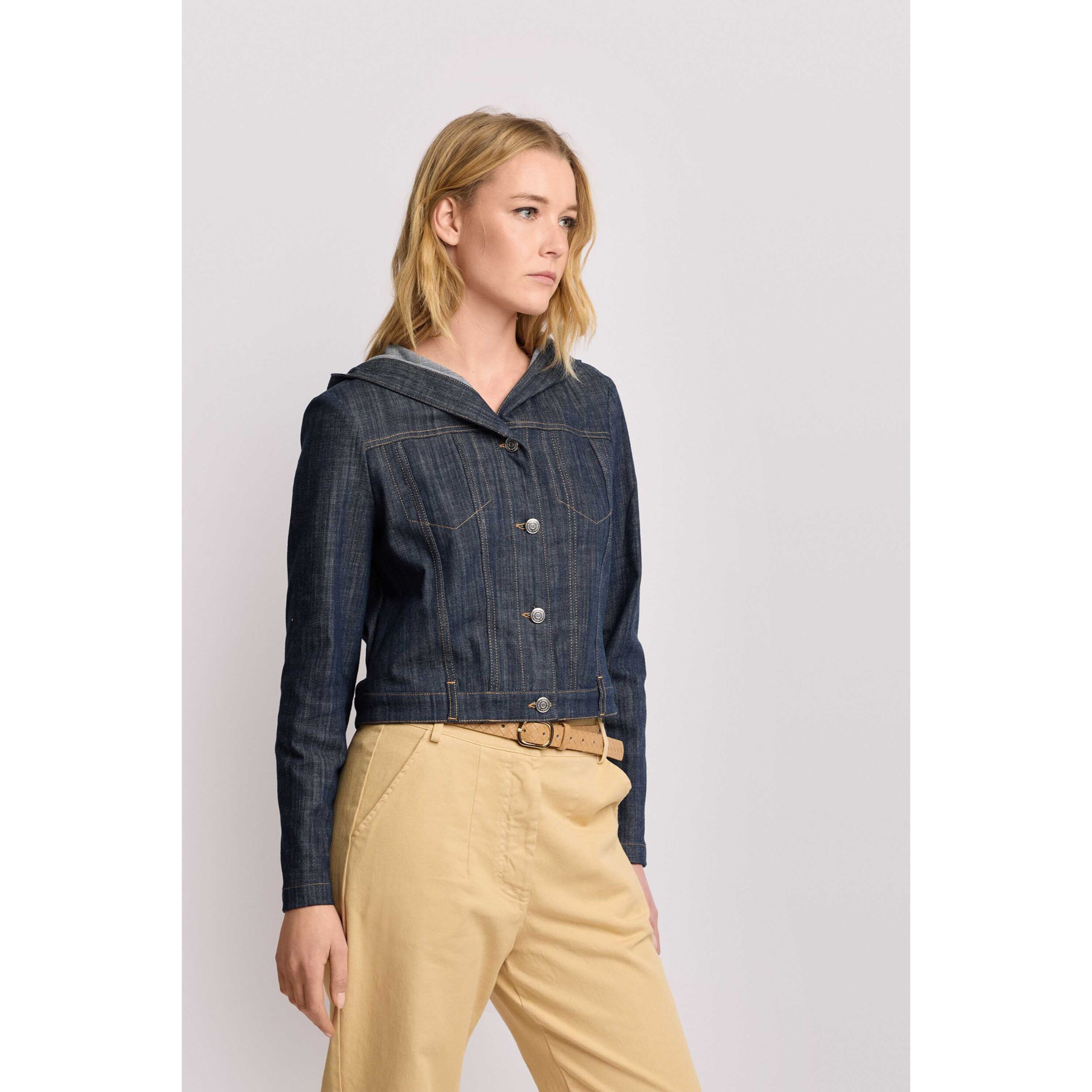 Kocca - Giacca in denim con cappuccio Donna, Denim, Colletto di camicia