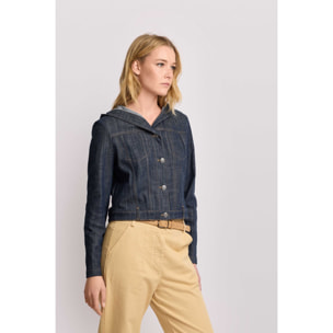 Kocca - Giacca in denim con cappuccio Donna, Denim, Colletto di camicia