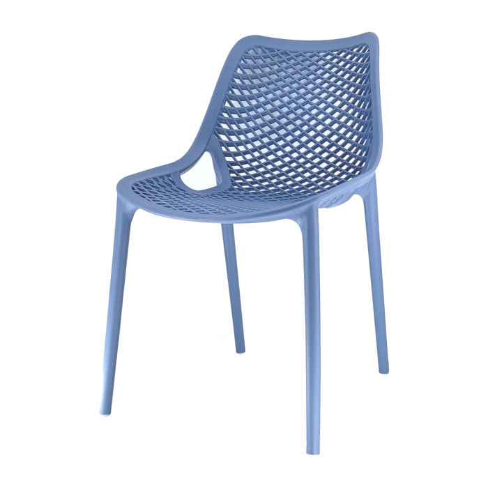 Set da, 4 Sedia Braga 2 In Polipropilene Blue per soggiorno, cucina e arredo bar