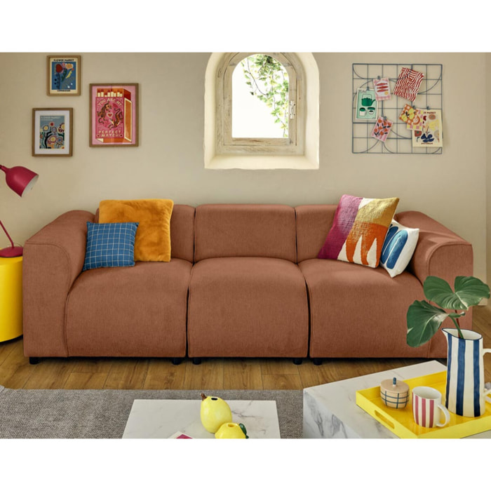 Suaro - Module d'assise sans accoudoirs en tissu texturé - Terracotta