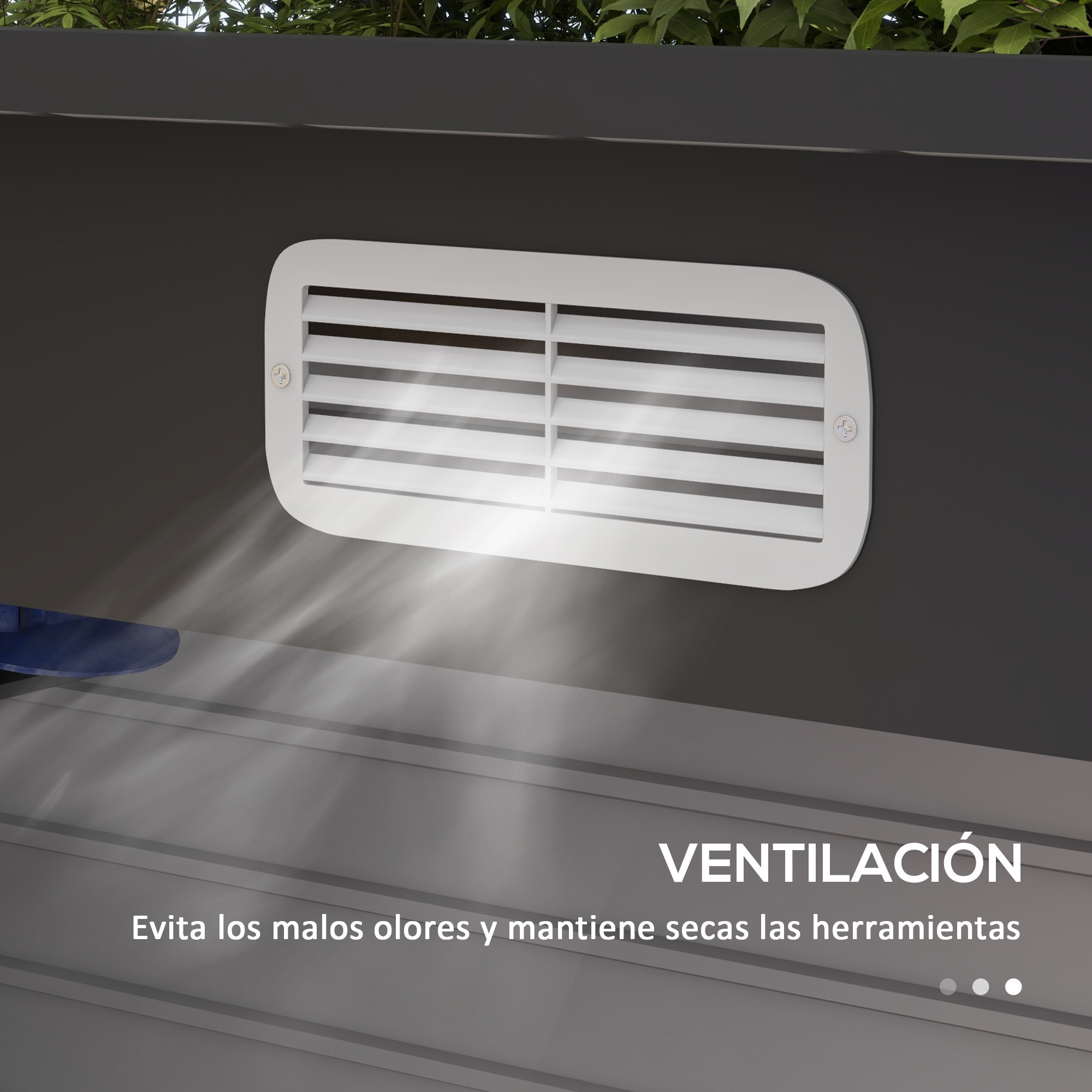 Caseta de Jardín Exterior 2,7m² 249x121x183 cm Cobertizo de Jardín Exterior con Doble Puerta 2 Ventilaciones y Pestillo Cobertizo para Terraza Patio Gris