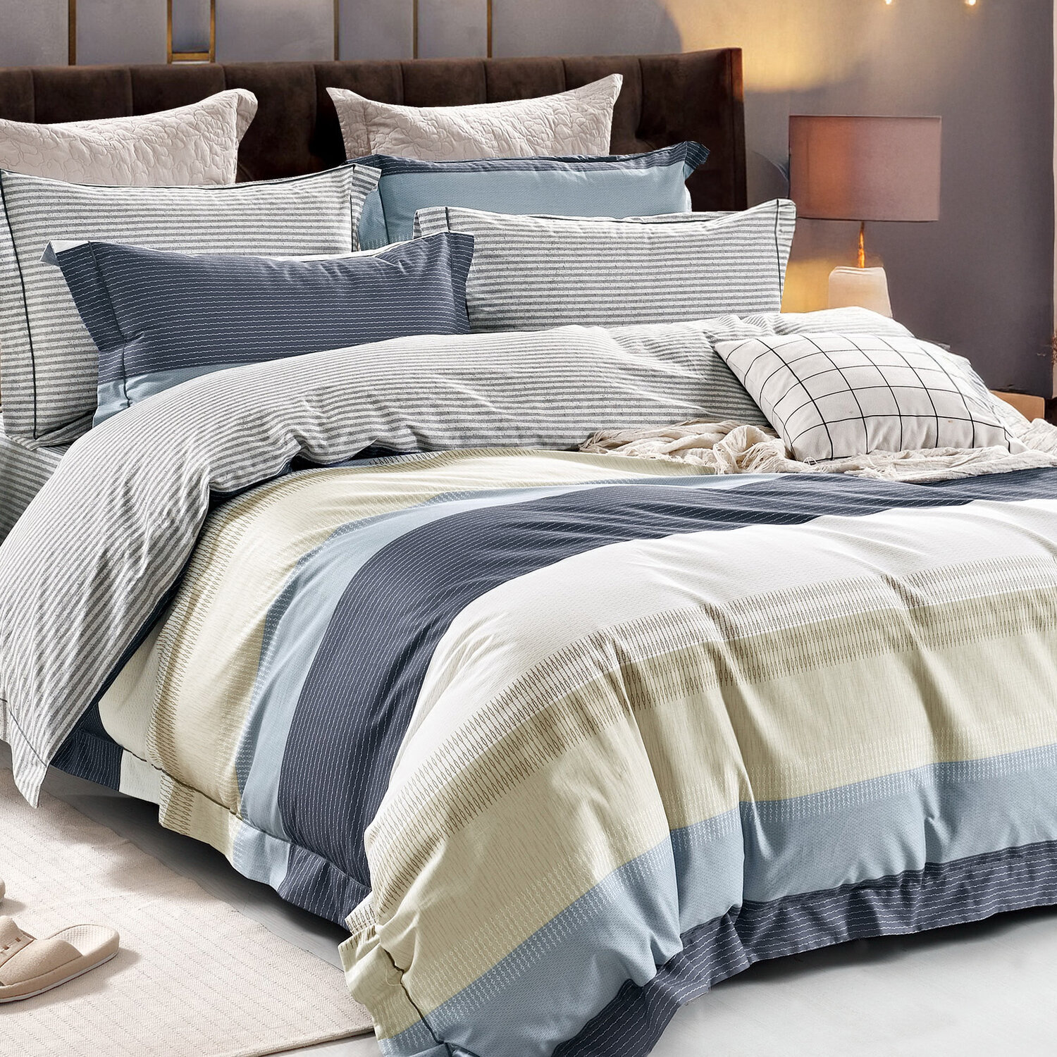 Parure housse de couette en polycoton - lysandre