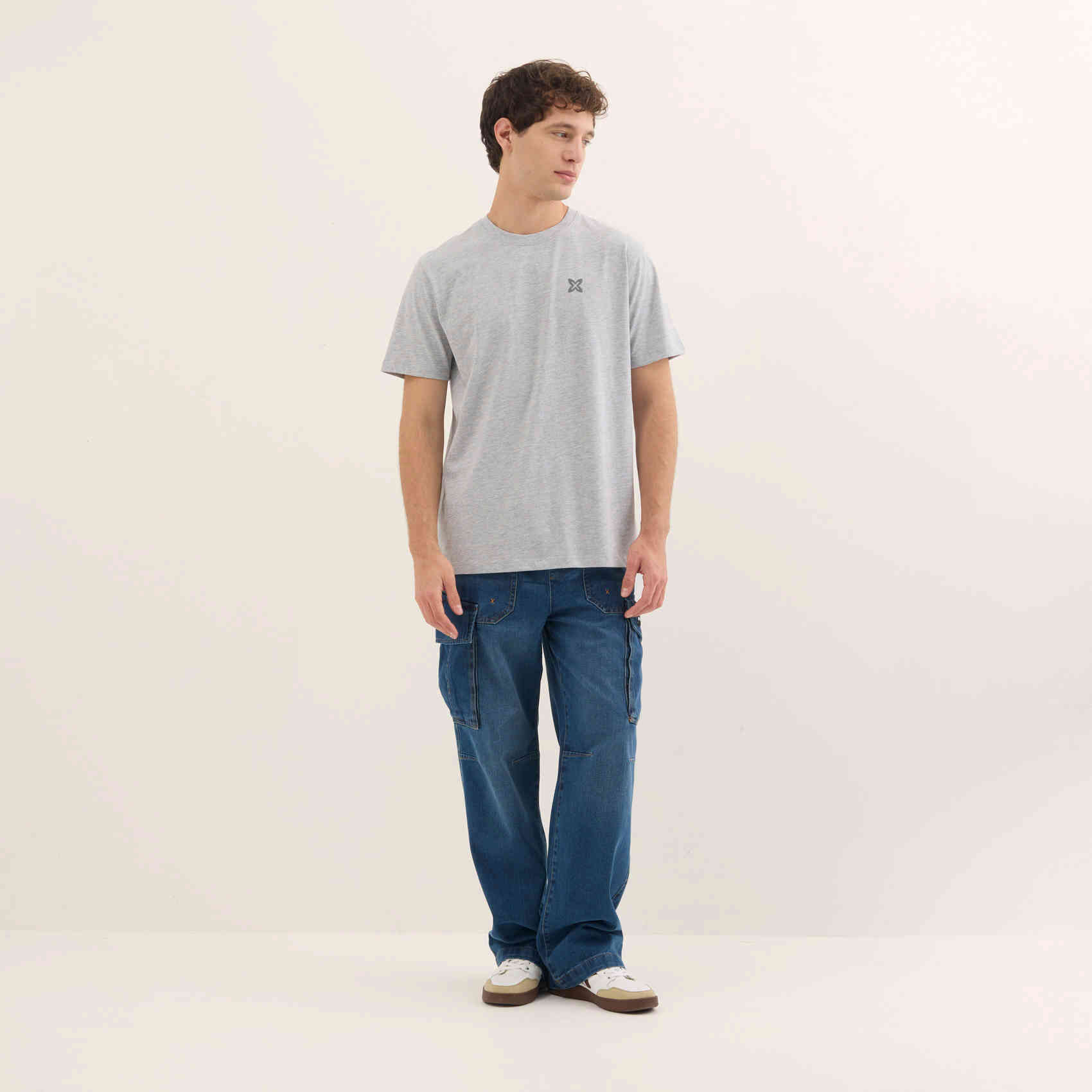 Camiseta Básica Algodón Orgánico Gris Jaspeado ESSENTIALS T-SHIRT GREY MELANGE
