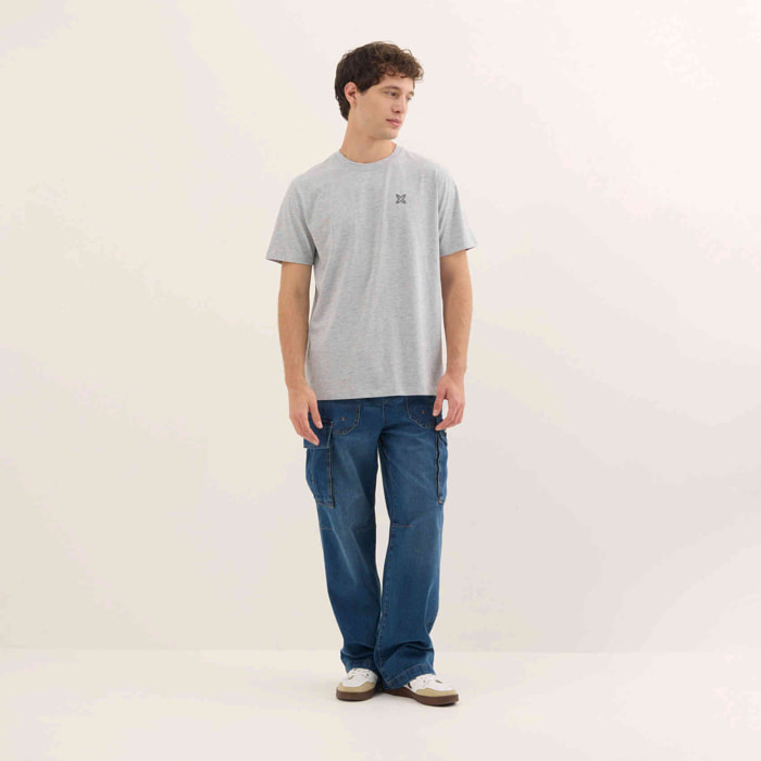 Camiseta Básica Algodón Orgánico Gris Jaspeado ESSENTIALS T-SHIRT GREY MELANGE